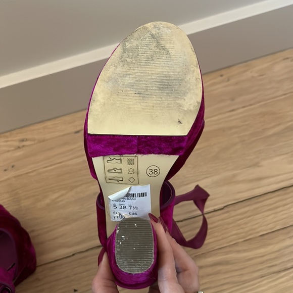 Hot Pink Velvet Platform shoes - top shop - Picture 6 of 7